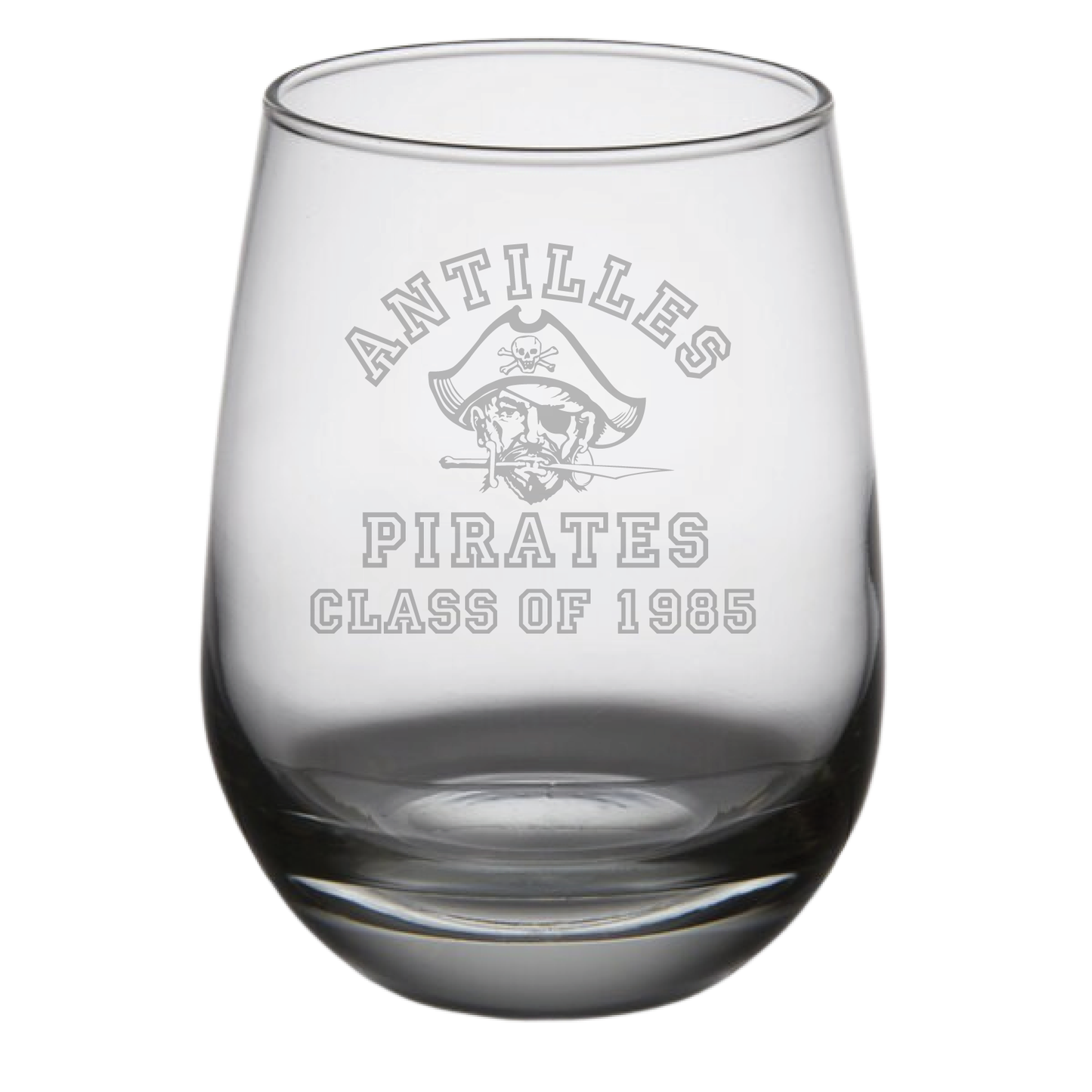 Antilles High School Pirates Class of 1985 Stemless Wine Glass