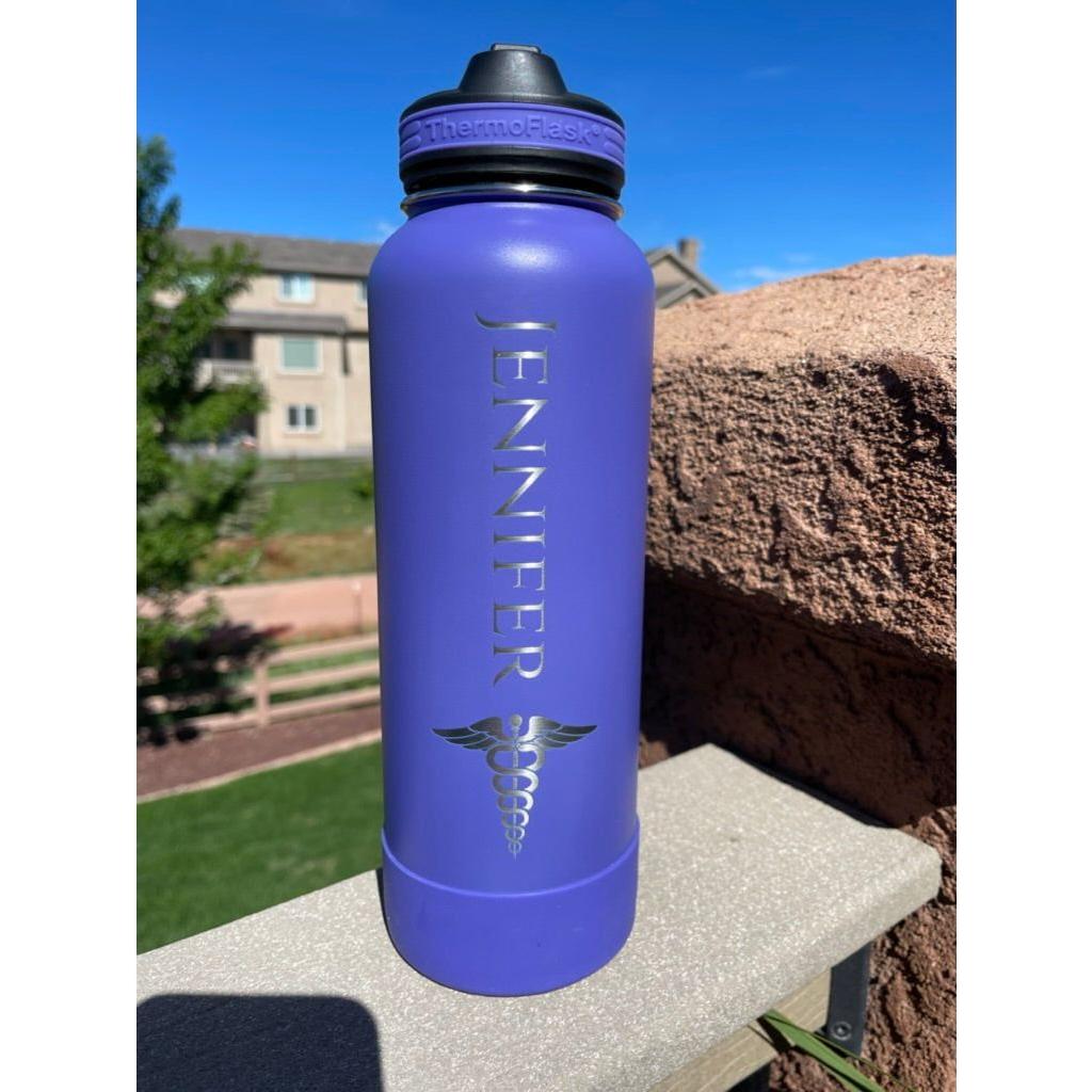 Engraved 40 oz (1.18 l) Thermoflask Water Bottle - Gold Camp Engraving