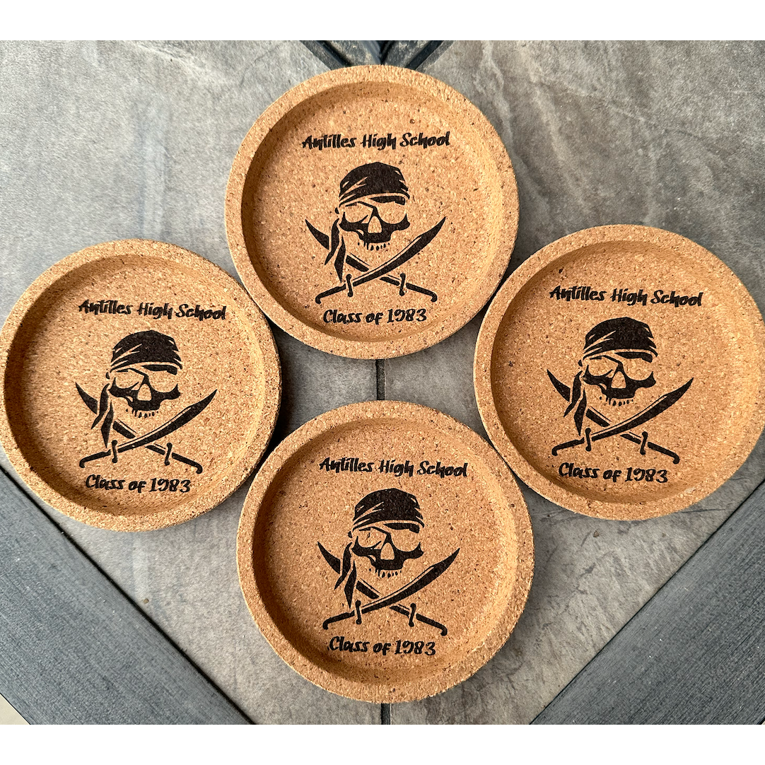 4" Laser Engraved Cork Coasters