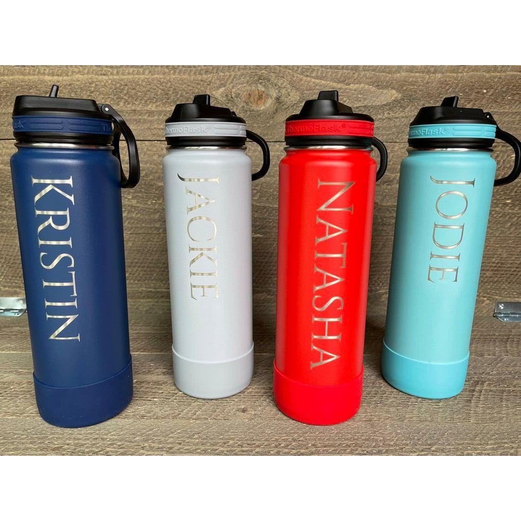 Engraved 24 oz (750ml) Thermoflask Water Bottle - Gold Camp Engraving