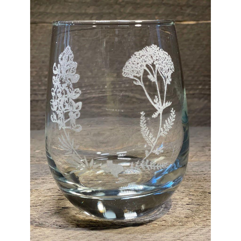 Bespoke Stemless Wine Glasses - Gold Camp Engraving