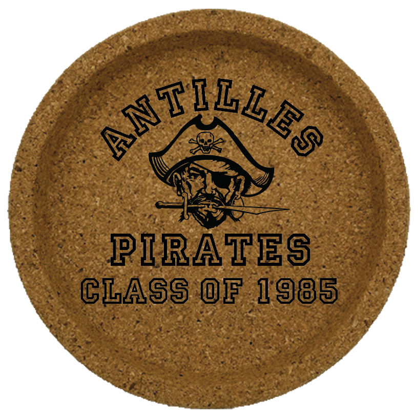 Antilles High School Pirates Class of 1985 Cork Coaster Set