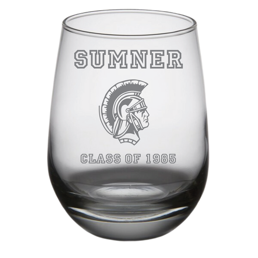 Sumner High School Class of 1985 Stemless Wine Glass