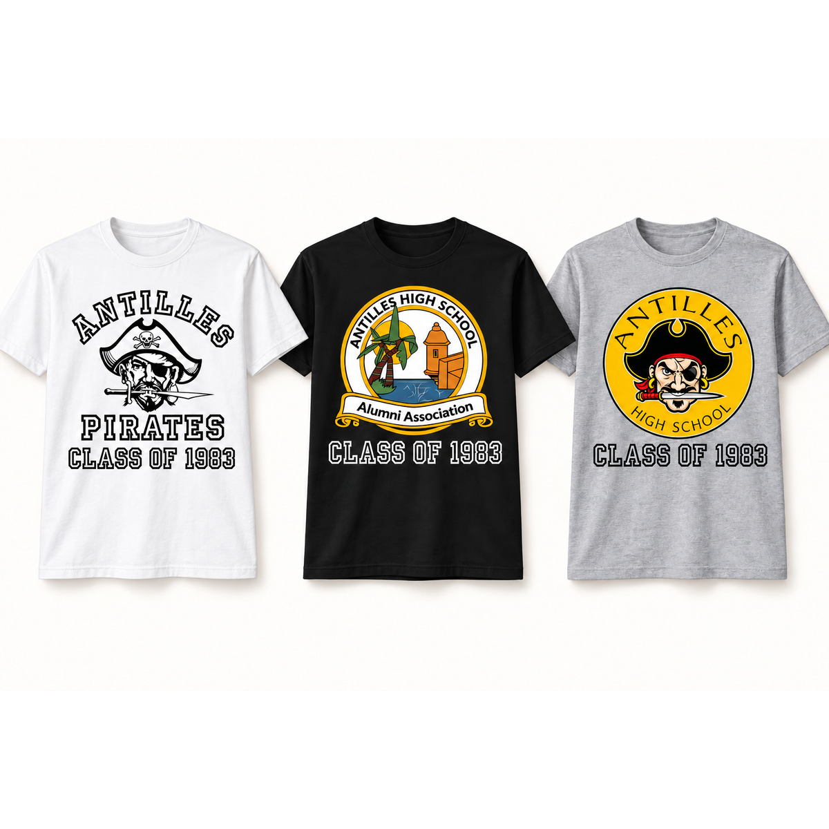 Core Cotton Tee — CLASSIC+ preview, CLASS OF 1983 on one line beneath the logo; sample year