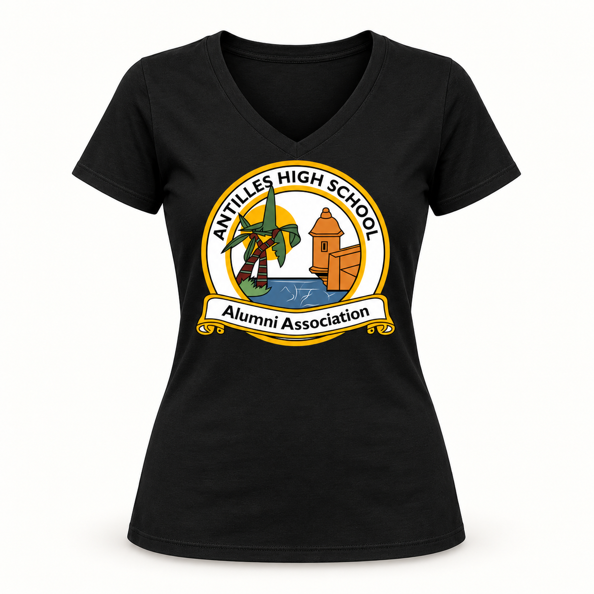 Women’s V-Neck Tee | CLASSIC | Black | AHSAA — logo only