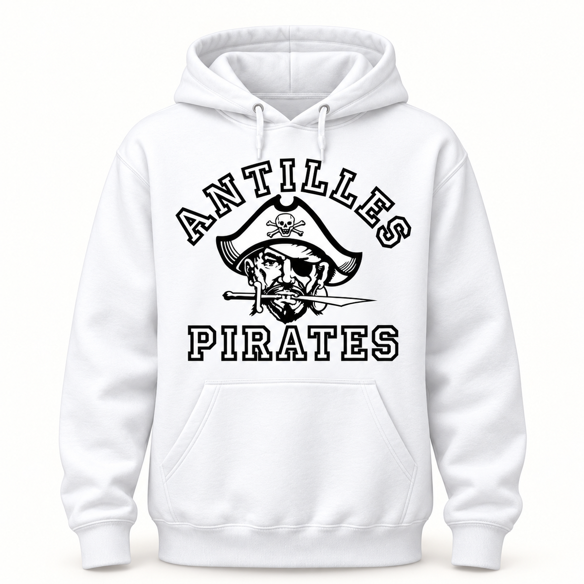 Pullover Hoodie | CLASSIC | White | Old School Pirate — logo only