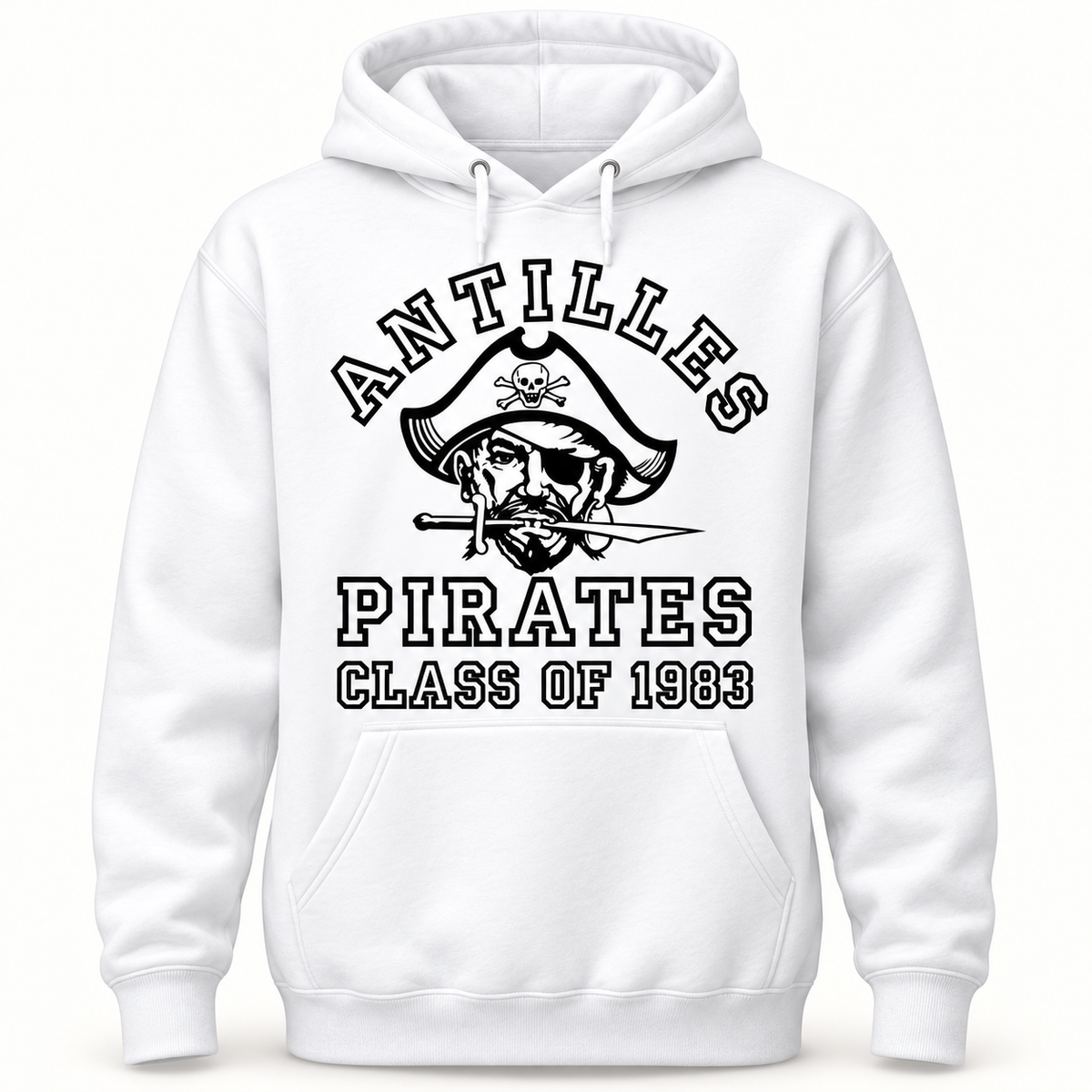 Pullover Hoodie | CLASSIC+ | White | Old School Pirate — sample CLASS OF 1983