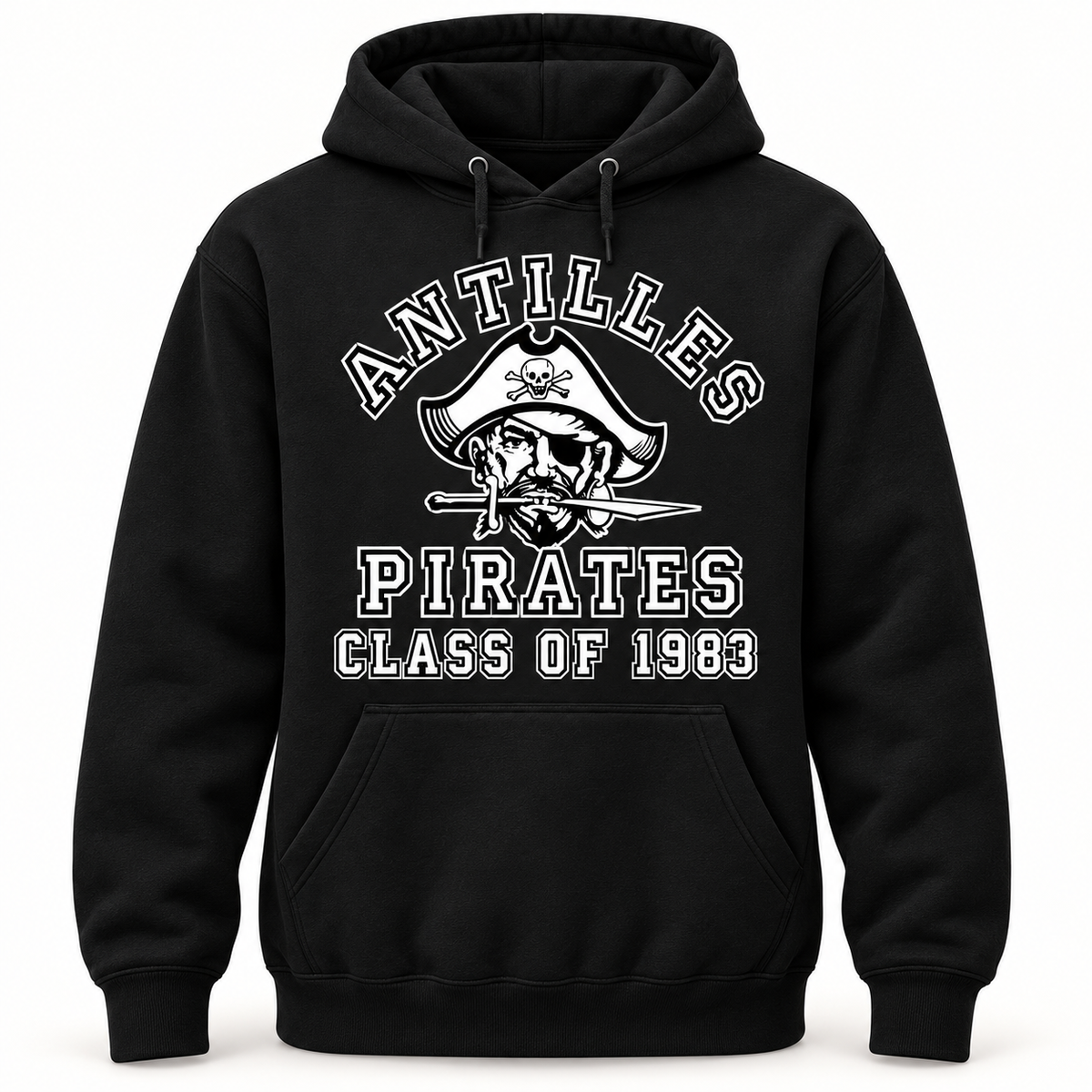 Pullover Hoodie | CLASSIC+ | Black | Old School Pirate — sample CLASS OF 1983