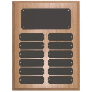 12 Plate Oak Finish Completed Perpetual Plaque