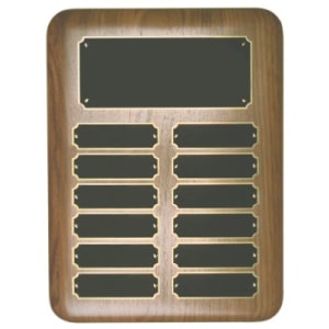 12 Plate Genuine Walnut Elliptical Edge Completed Perpetual Plaque