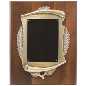 12" x 15" Genuine Walnut Plaque w/ Scroll Frame & Plate
