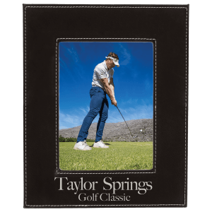 5" x 7" Black/Silver Laserable Leatherette Photo Frame