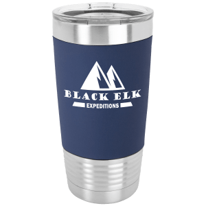 Polar Camel 20 oz. Navy Blue/White Silicone Grip Tumbler with Standard Lid