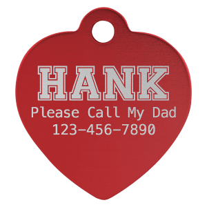 1" x 1" Red Laserable Anodized Aluminum Heart Pet Tag