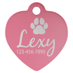 1 1/4" x 1 1/4" Pink Laserable Anodized Aluminum Heart Pet Tag