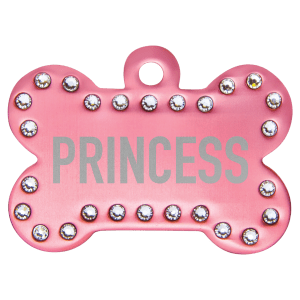 1 1/2" x 1" Pink Laserable Anodized Aluminum Swarovski Bling Bone with Tab